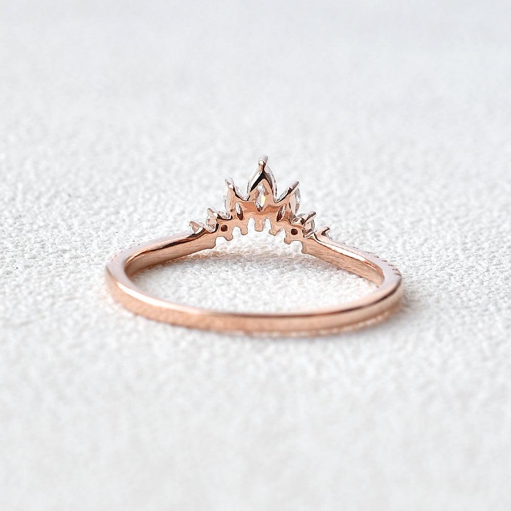 0.23 TCW Marquise & Round Moissanite V-Shape Pave Wedding Band