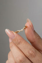 Round Moissanite V-Shape Pave Wedding Band