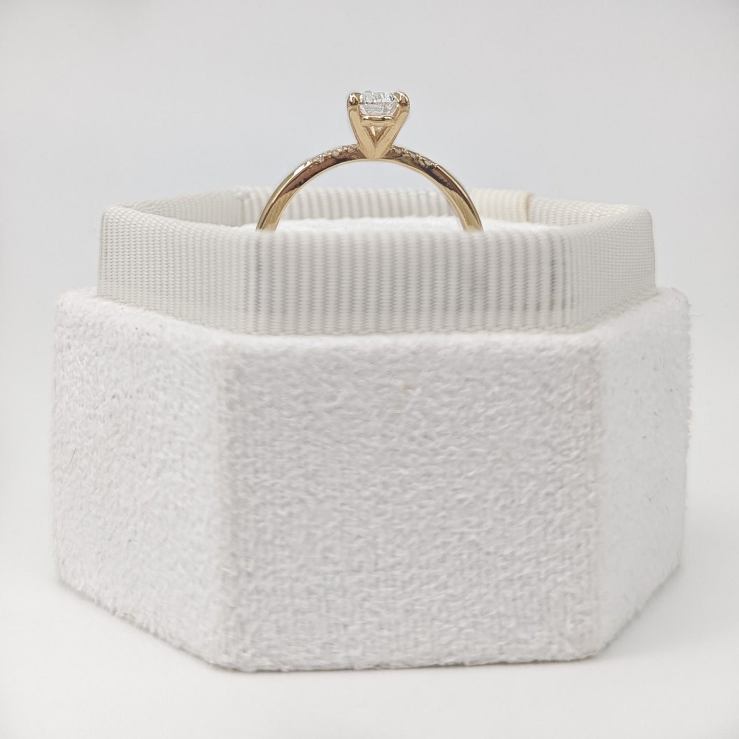 0.77 CT Pear Cut Pave Moissanite Engagement Ring