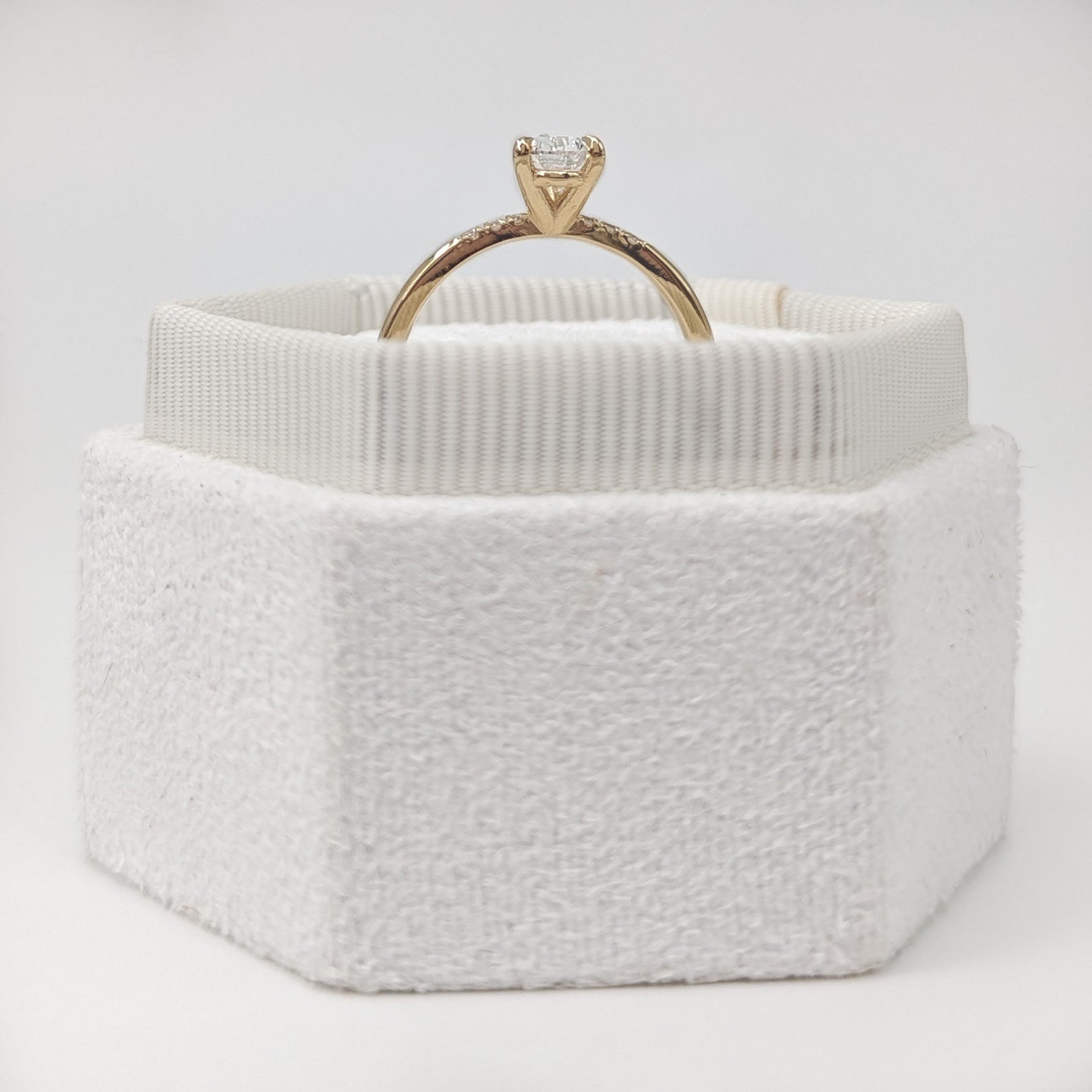 0.77 CT Pear Cut Pave Moissanite Engagement Ring