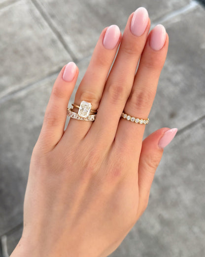 1.4 TCW Radiant CVD Diamond Petite Shared Prong Wedding Band