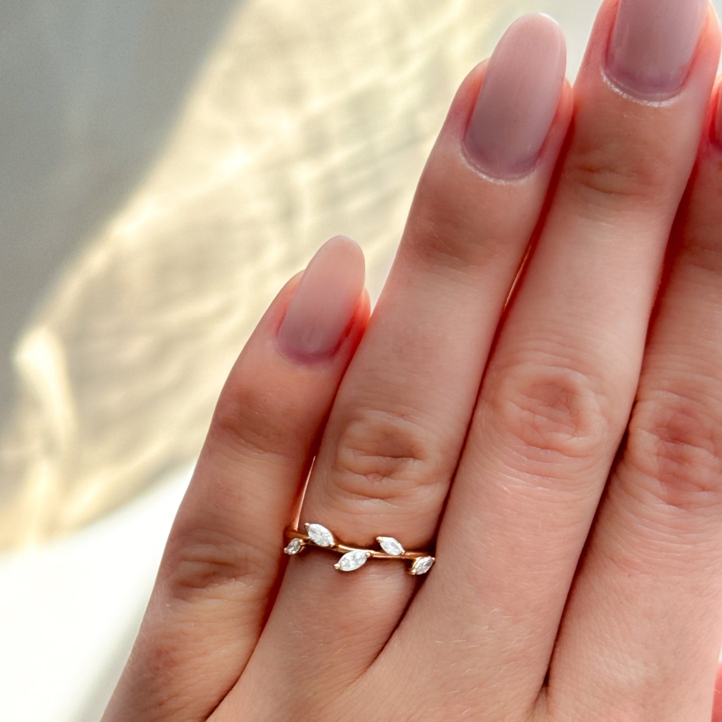 0.33 TCW Marquise CVD Diamond Twig Wedding Band