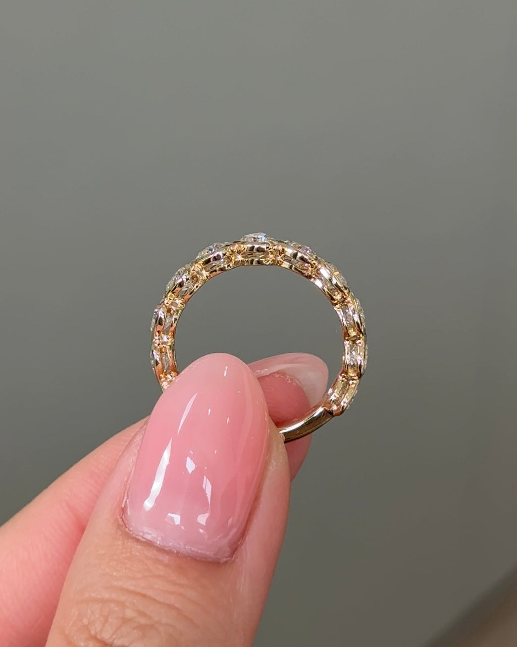 1.7 TCW Heart CVD Diamond Half Eternity with Bezel Wedding Band