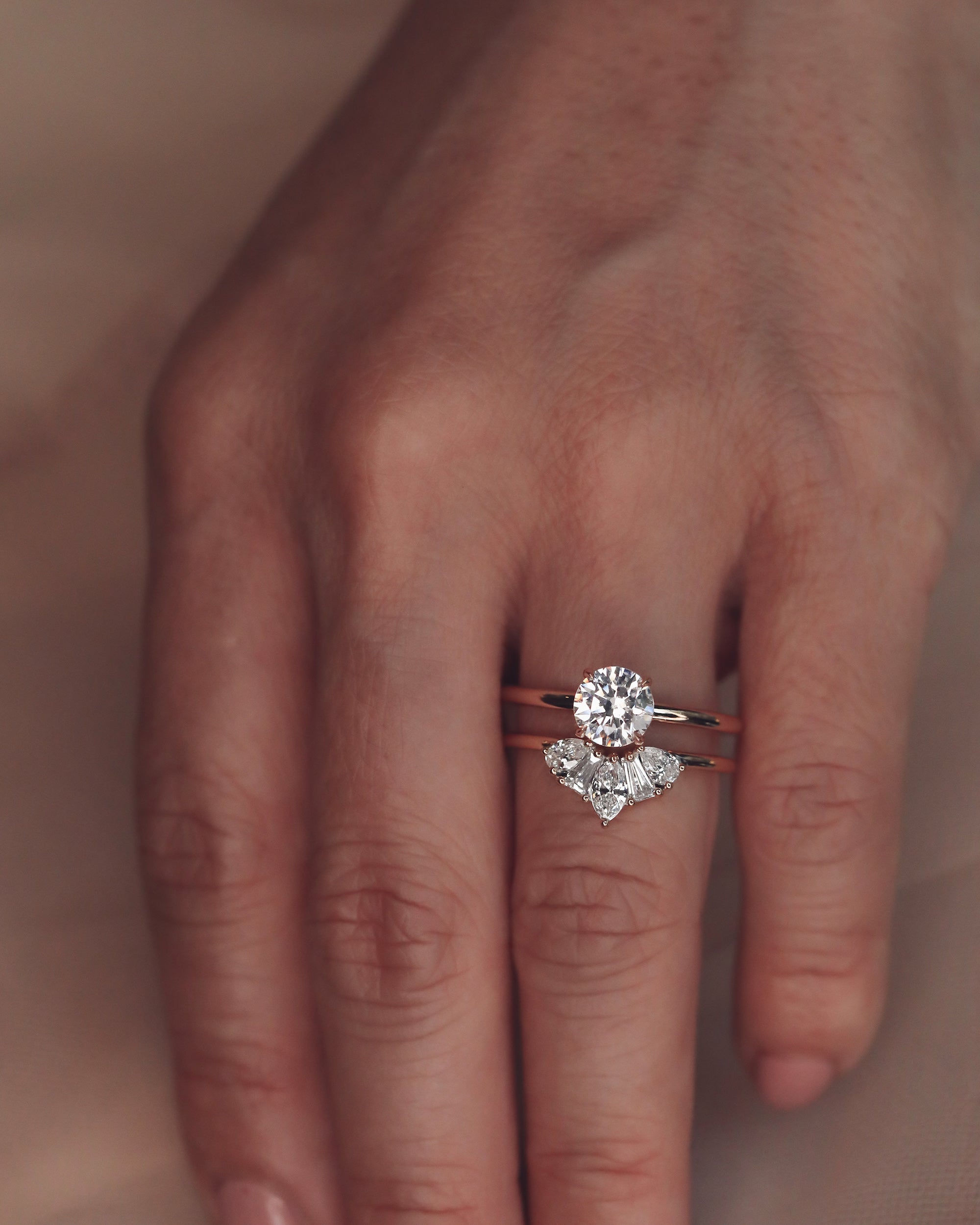 0.45 TCW Marquise, Tapered Baguette & Pear CVD Diamond Chevron Crown Wedding Band