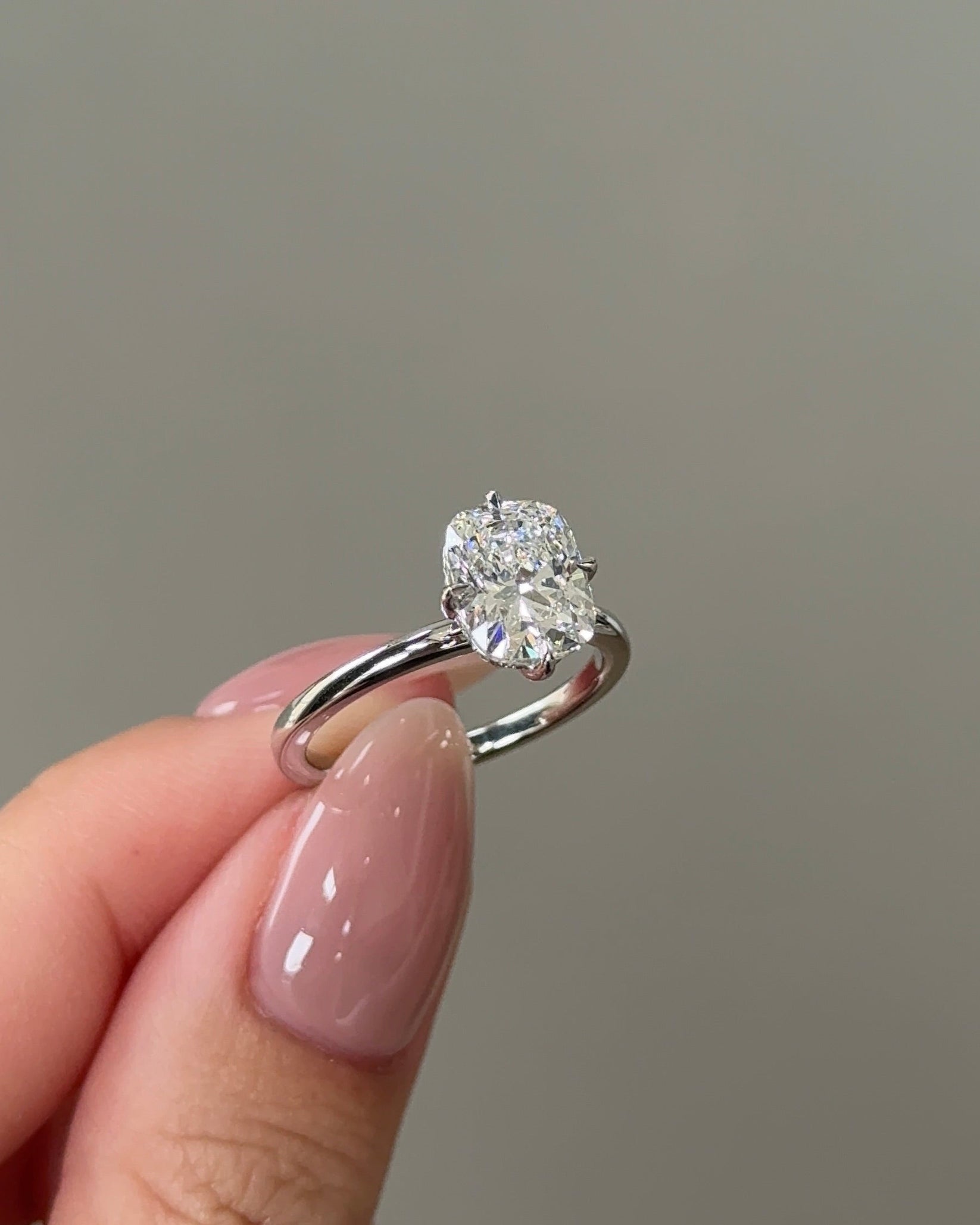 2.59 CT Cushion Cut Lab grown Diamond Solitaire Hidden Halo Engagement Ring