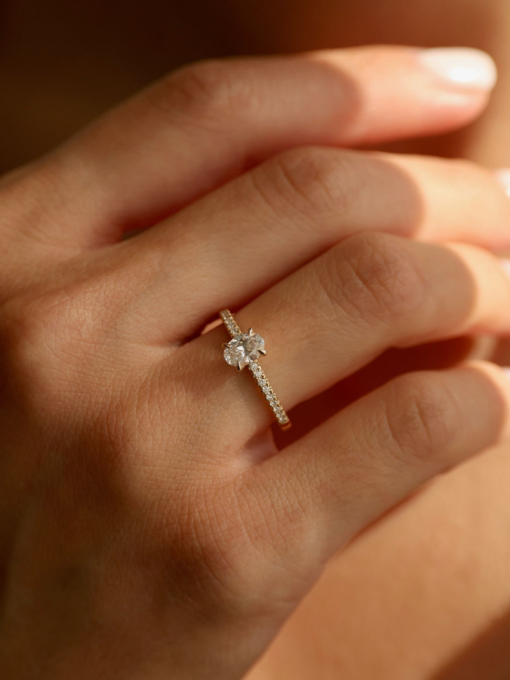 0.5 CT - 2.5 CT Oval Cut Lab grown Diamond Pave Engagement Ring