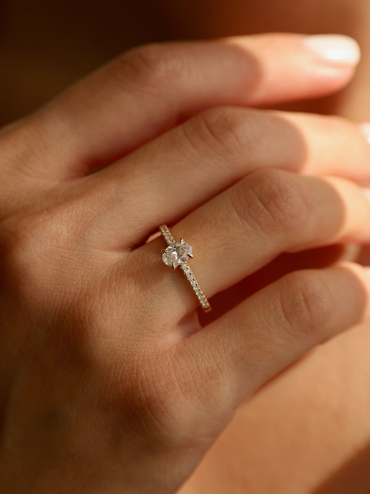 0.5 CT - 2.5 CT Oval Cut Lab grown Diamond Pave Engagement Ring