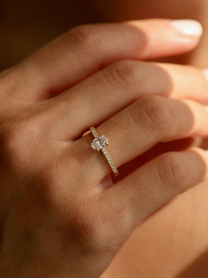 0.5 CT - 2.5 CT Oval Cut Lab grown Diamond Pave Engagement Ring