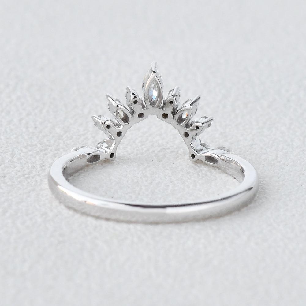 0.162 TCW Marquise & Round Moissanite Cluster Curved Wedding Band