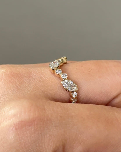 0.94 TCW Multi Shape CVD Diamond Bezel Curvy Wedding Band