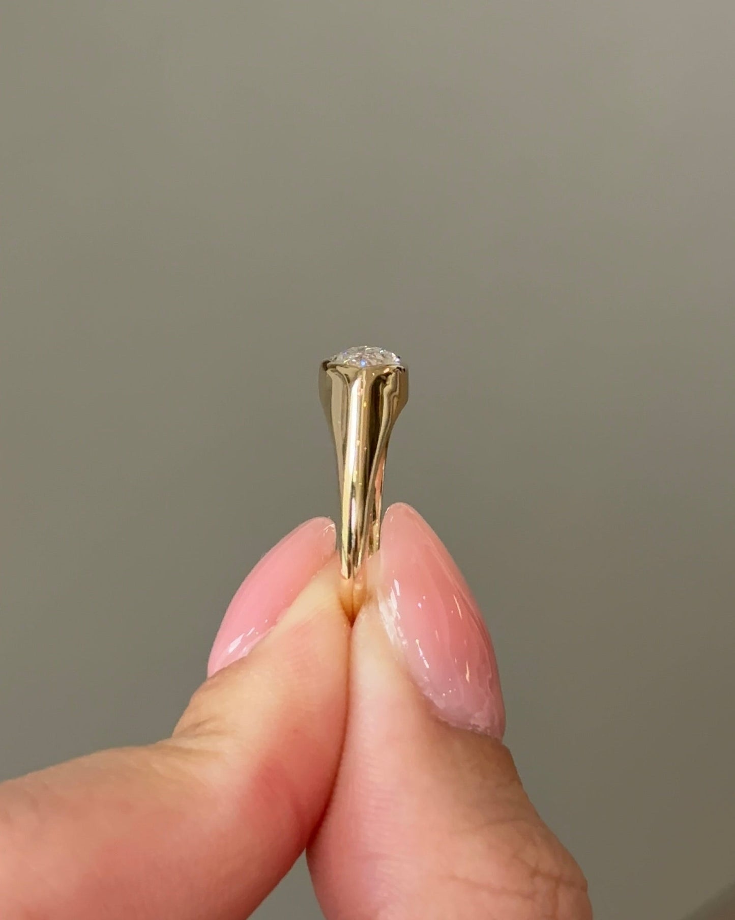 1.07 CT Marquise Cut Lab grown Diamond Bezel Pinky Engagement Ring