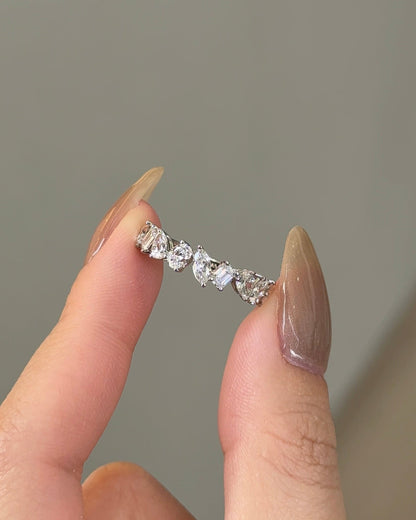 1.33 TCW Mix Fancy CVD Diamond Half Eternity Wedding Band