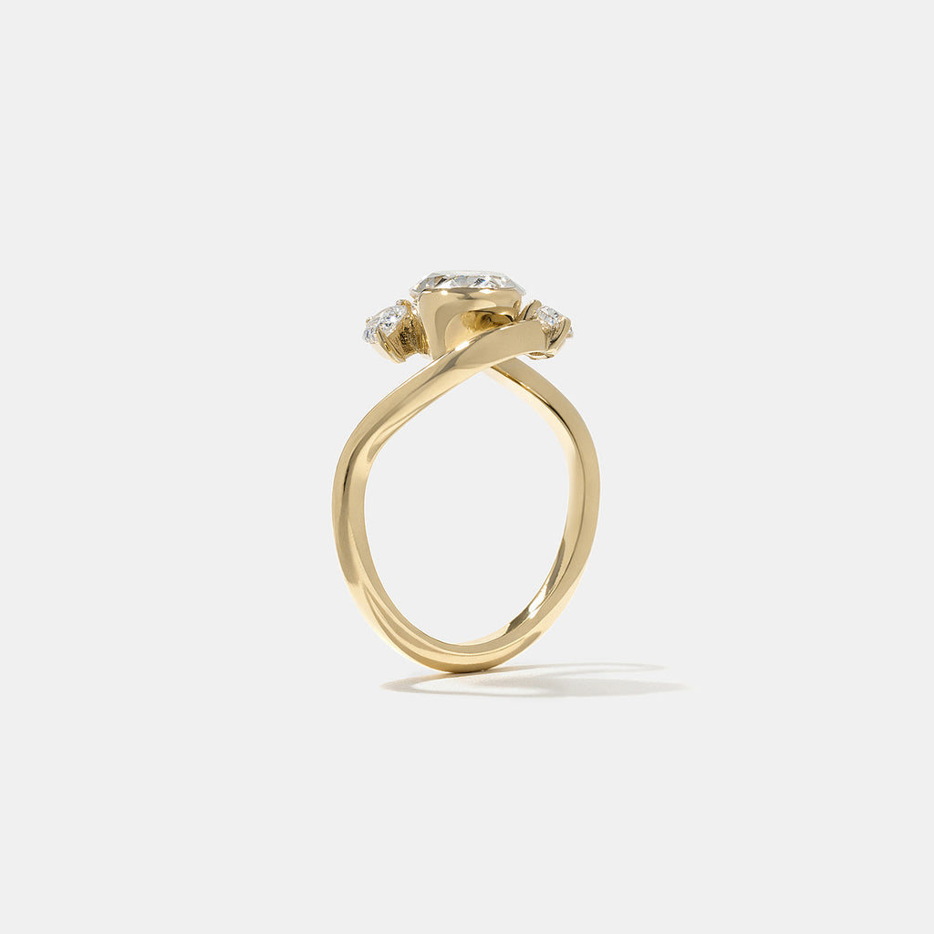 1.53 CT - 2.53 CT Pear Cut Lab grown Diamond Side Stone Engagement Ring