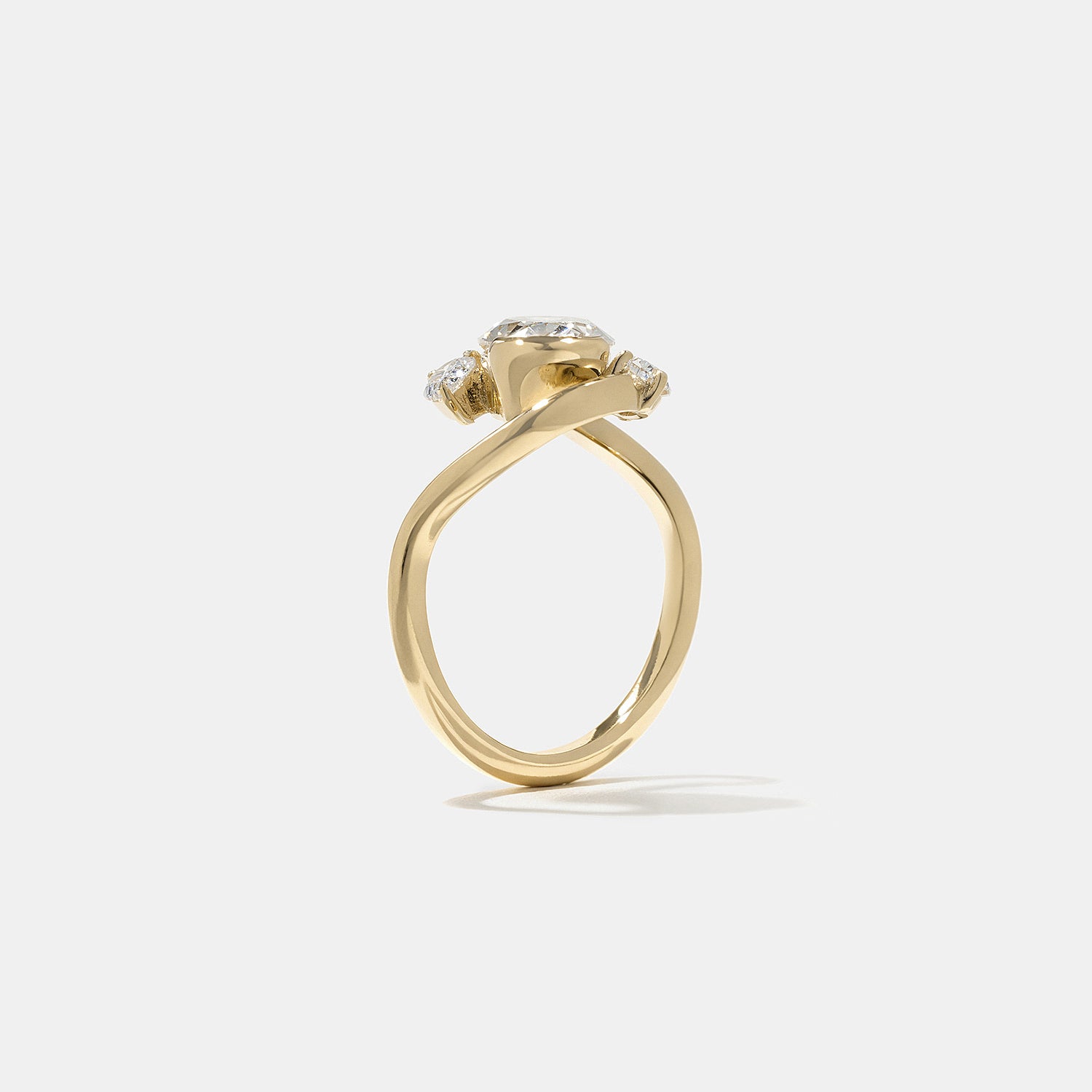 1.53 CT - 2.53 CT Pear Cut Lab grown Diamond Side Stone Engagement Ring