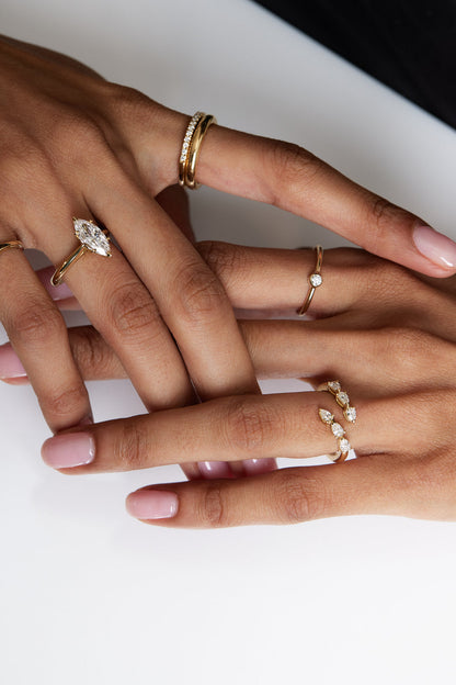 0.12 TCW Pear Moissanite Open Pave Wedding Band