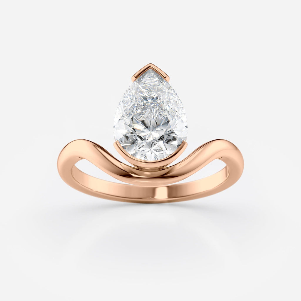 2 CT Pear Cut Half Bezel Floating Solitaire Moissanite Engagement Ring