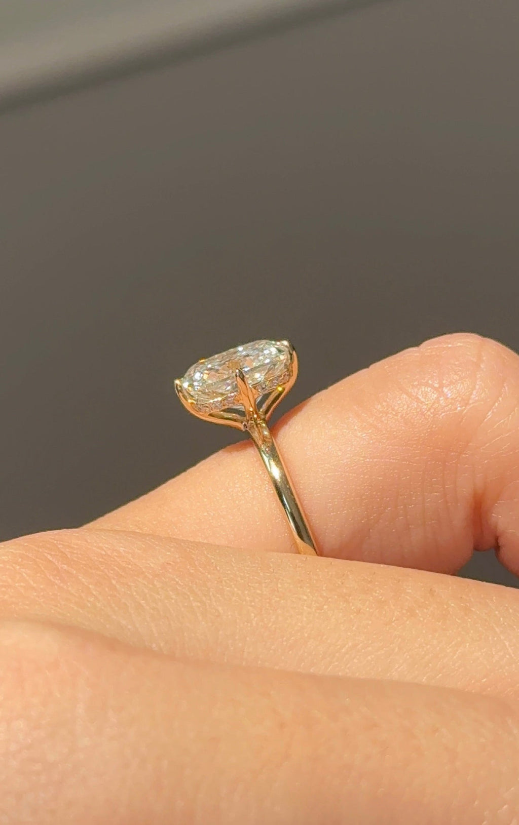 2.5 CT Cushion Cut Lab grown Diamond Hidden Halo Engagement Ring