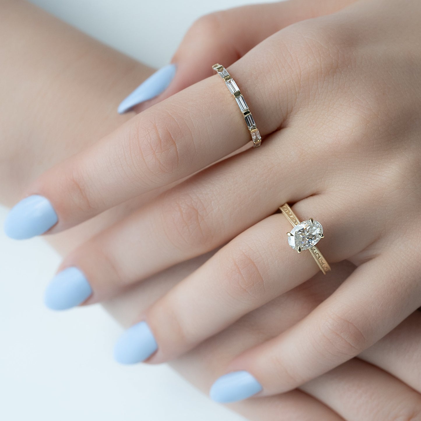 1.5 CT - 2.5 CT Oval Cut Hidden Halo Vintage Moissanite Engagement Ring