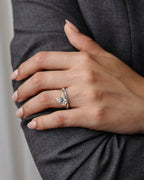 1.85 CT - 2.85 CT Pear Cut Lab grown Diamond Side Stones Engagement Ring