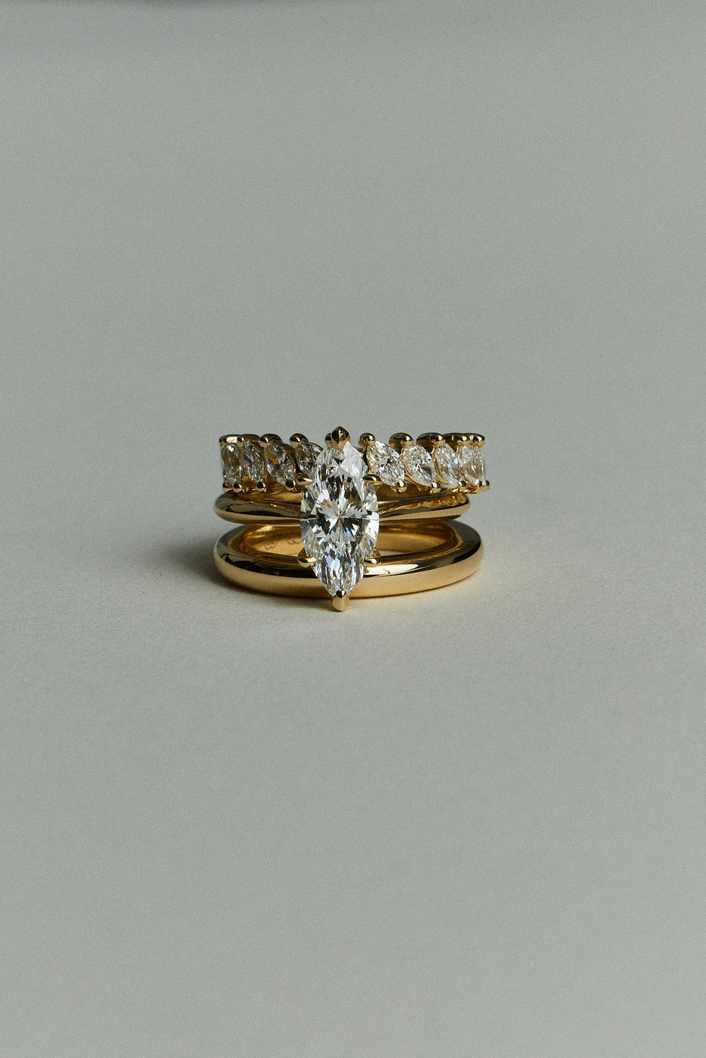 0.99 TCW Marquise Moissanite Half Eternity Wedding Band