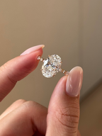 Oval Cut Lab grown Diamond Hidden Halo Engagement Ring