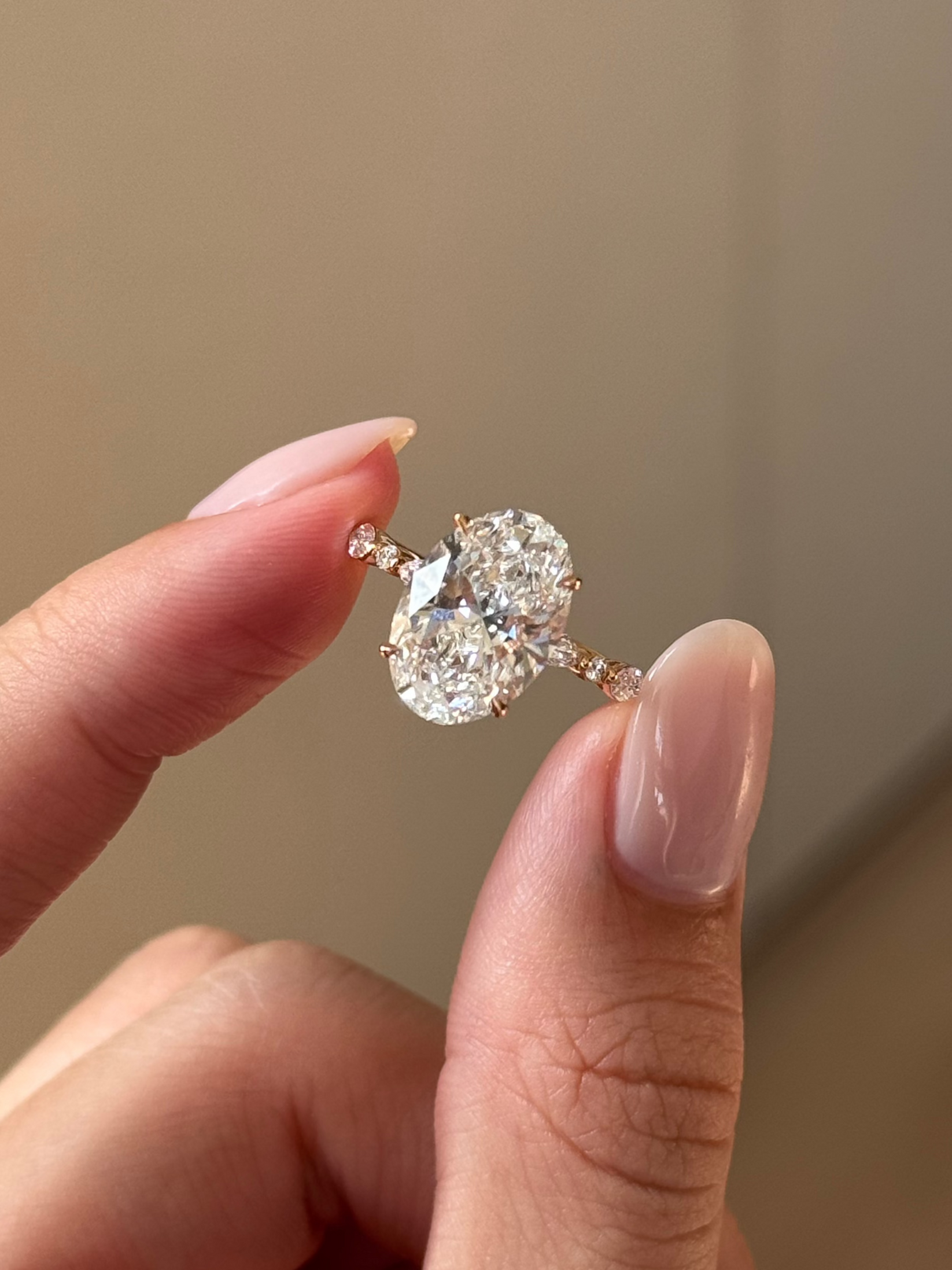 Oval Cut Lab grown Diamond Hidden Halo Engagement Ring