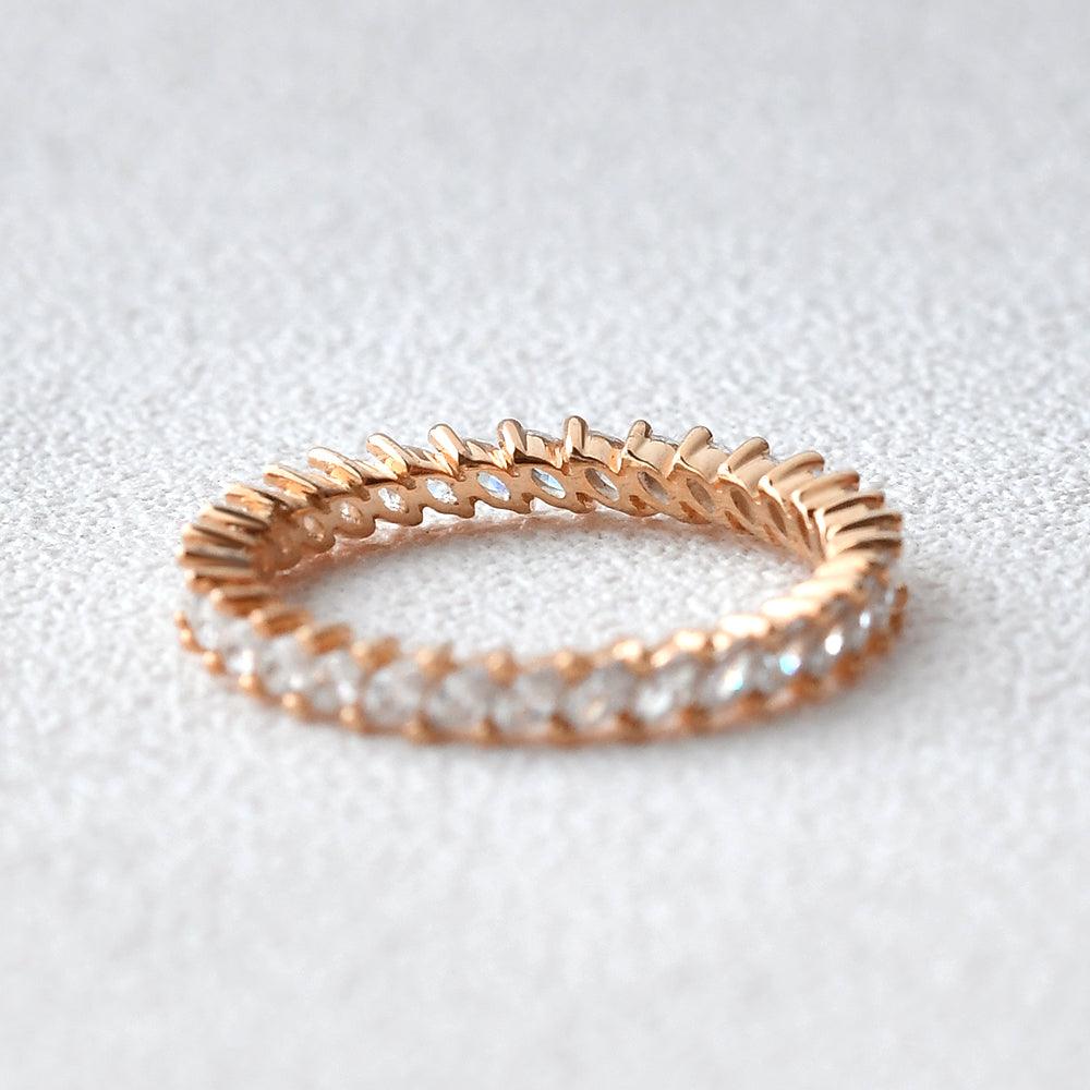 0.7 TCW Marquise Moissanite Full Eternity Wedding Band