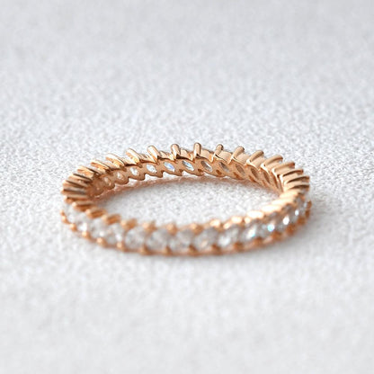 0.7 TCW Marquise Moissanite Full Eternity Wedding Band
