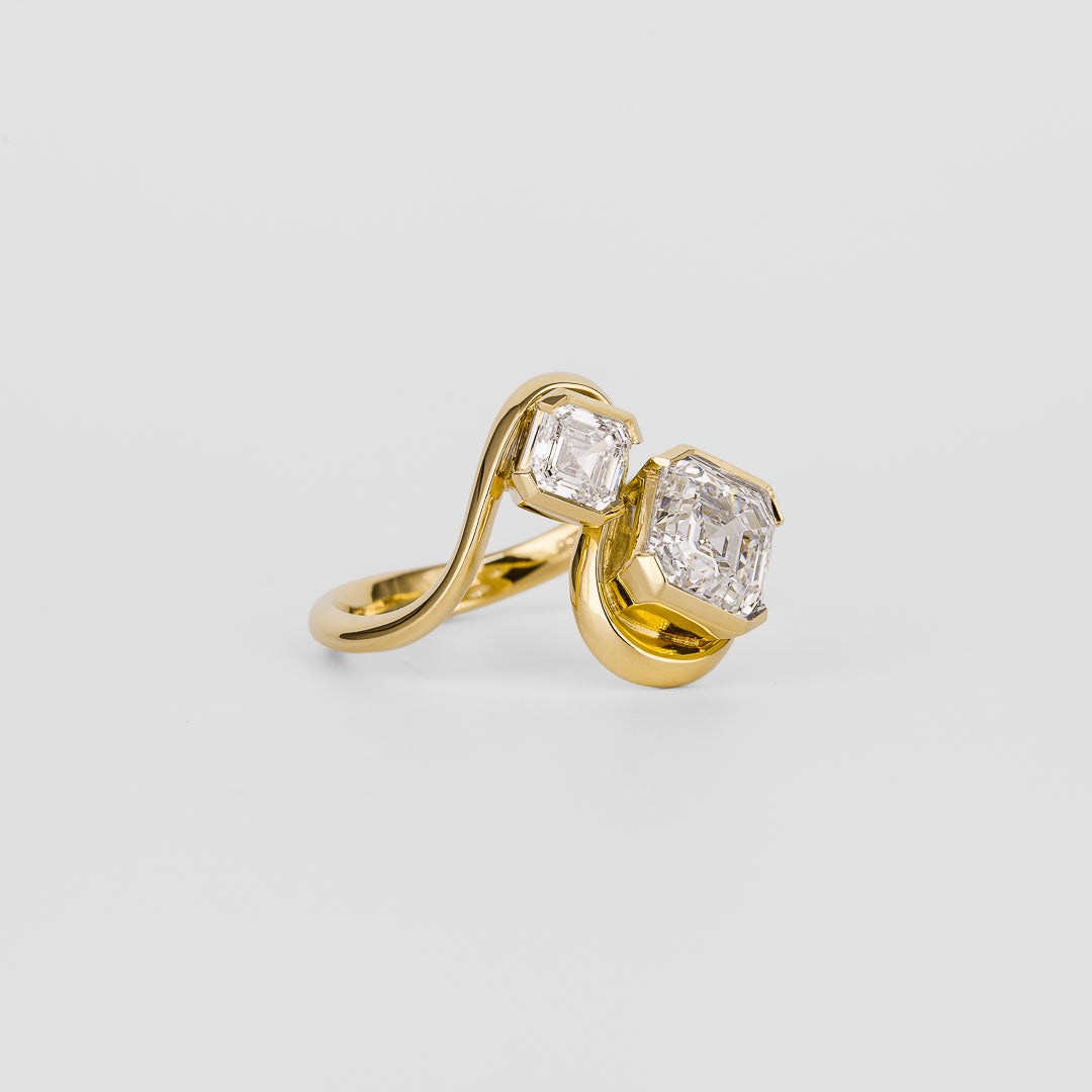 2.06 TCW Asscher Cut Lab grown Diamond Two Stone Engagement Ring