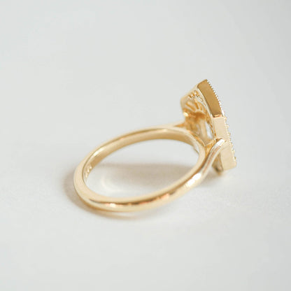 0.56 CT Emerald Cut Moissanite Hexagon Shape Mosaic Engagement Ring