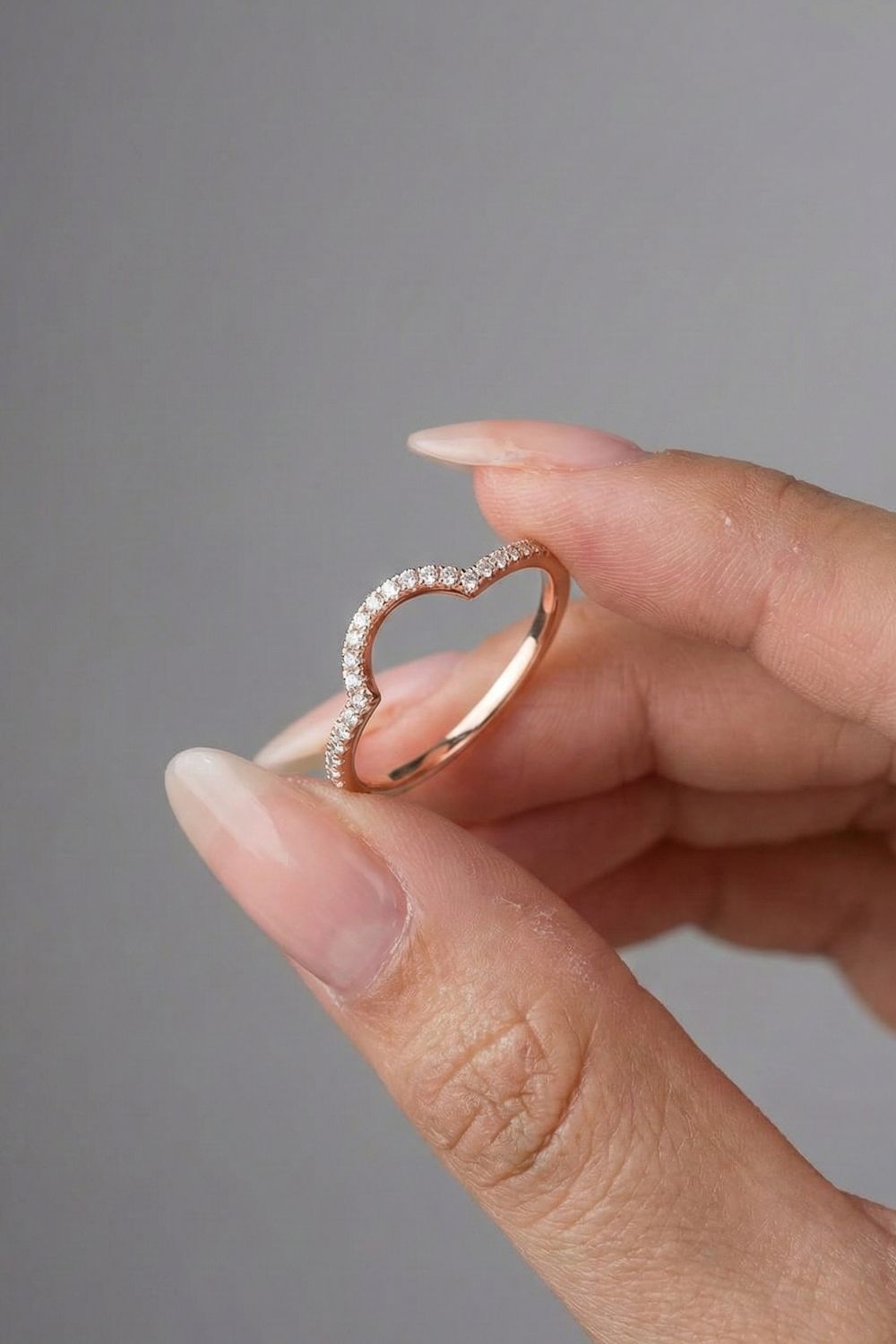 Round Moissanite Curved Half Eternity Wedding Band