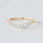 0.2 TCW Round Moissanite Curved Pave Wedding Band