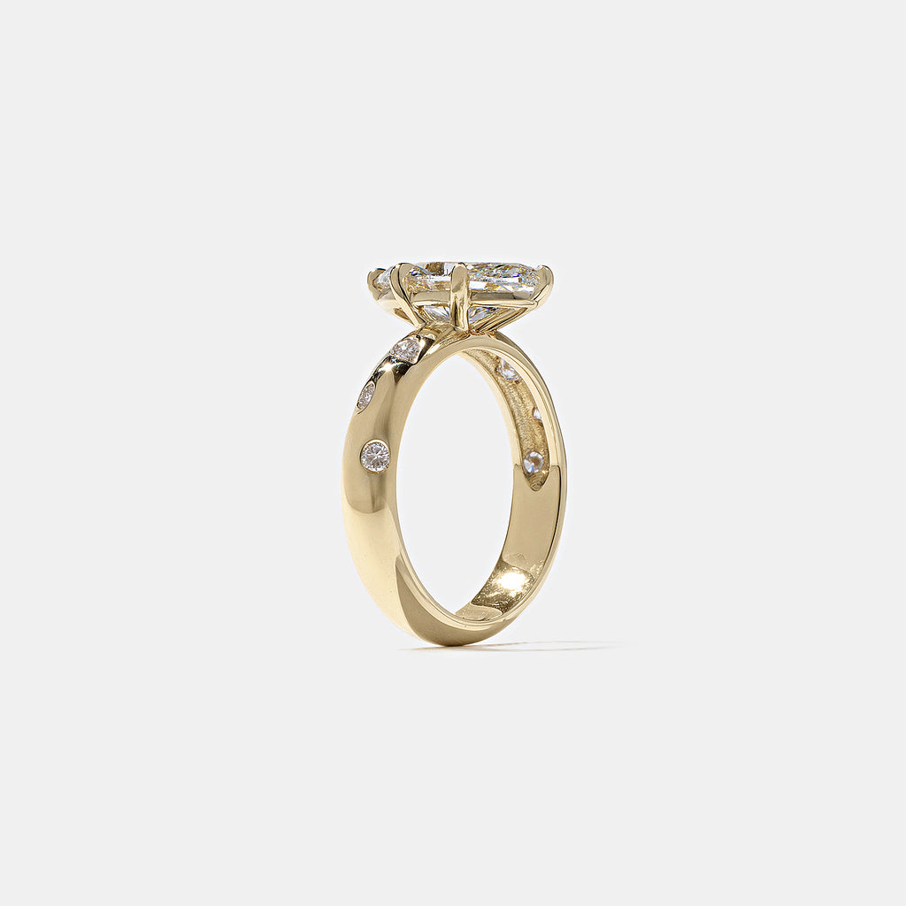 2.09 CT - 3.09 CT Marquise Cut Lab grown Diamond Side Stone Engagement Ring