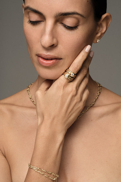 0.5 CT Heart Cut Lab grown Diamond Bezel Double Band Engagement Ring