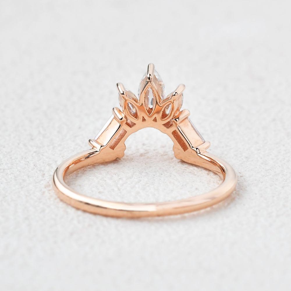 0.5 TCW Marquise & Baguette Moissanite Cluster Curved Wedding Band