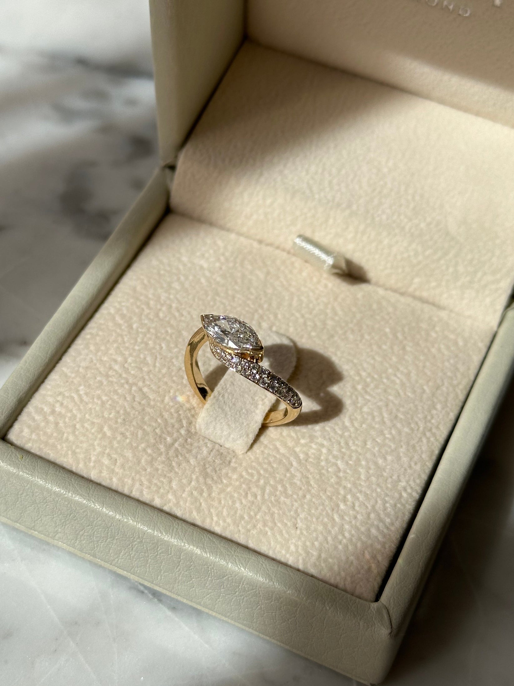 1.1 CT Marquise Cut Lab grown Diamond Twisted Pave Engagement Ring