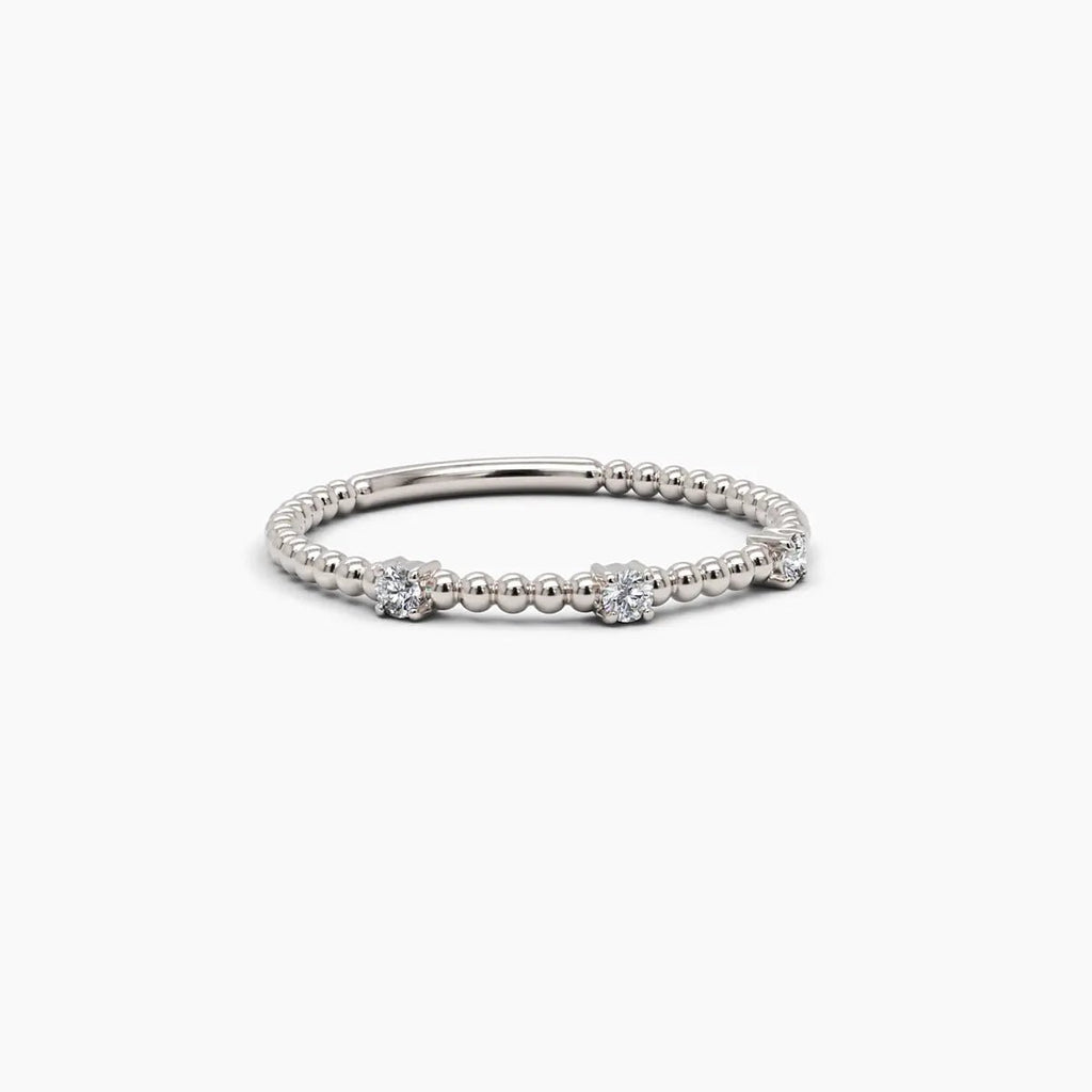 0.075 TCW Round Moissanite Dainty Style Unique Wedding Band