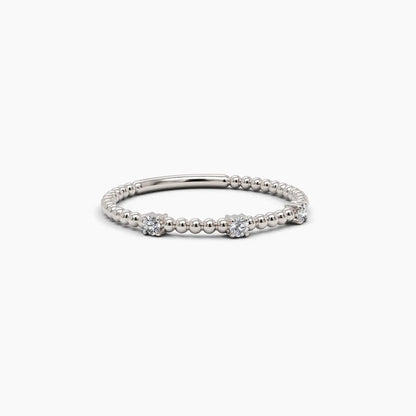 0.075 TCW Round Moissanite Dainty Style Unique Wedding Band