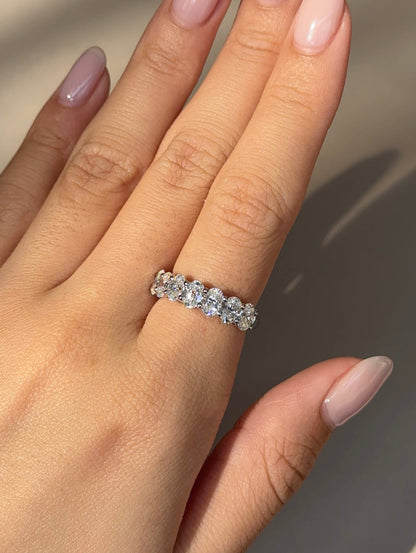 2.1 TCW Oval CVD Diamond Half Eternity with Shared Prong Wedding Band