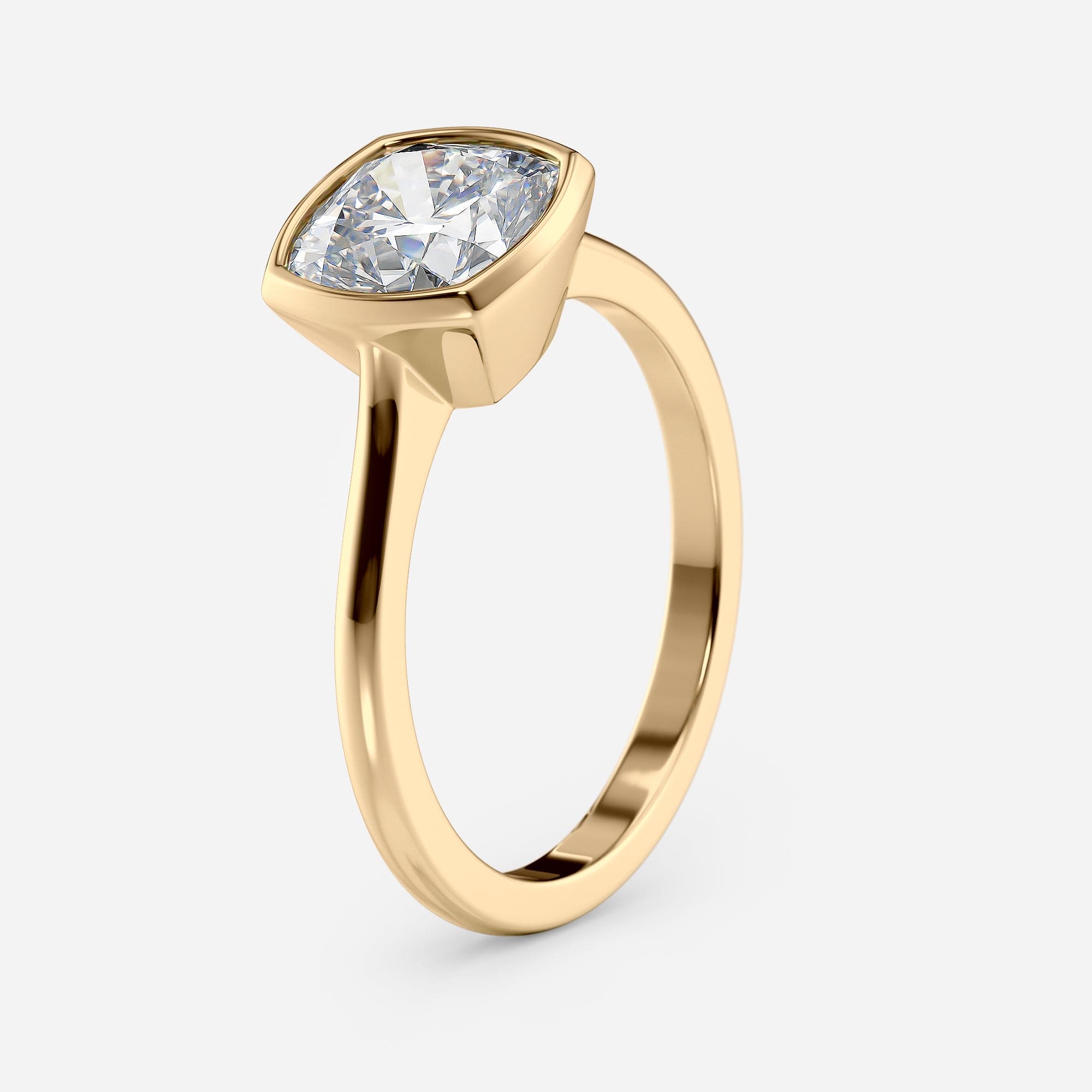 2 CT - 3 CT Cushion Cut Bezel Setting Solitaire Moissanite Engagement Ring