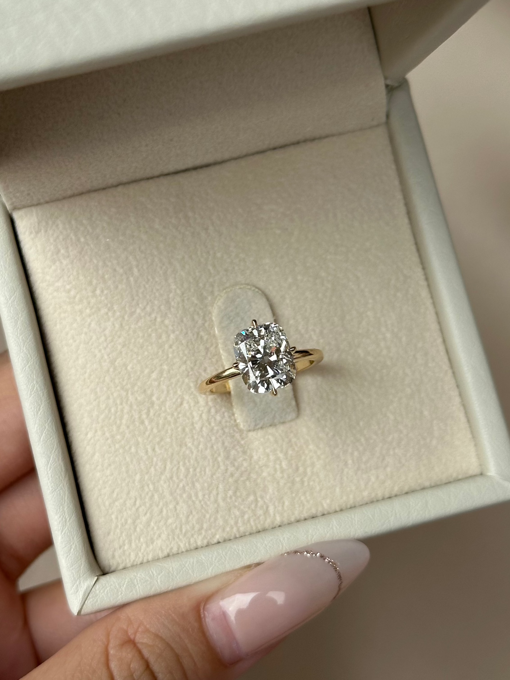 3 CT Cushion Cut Lab grown Diamond Hidden Halo Engagement Ring