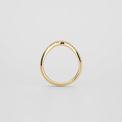 0.2 TCW Round CVD Diamond Curved Pave Wedding Band