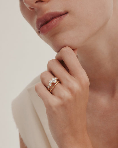 0.7 CT Pear Cut Lab grown Diamond Cluster Engagement Ring