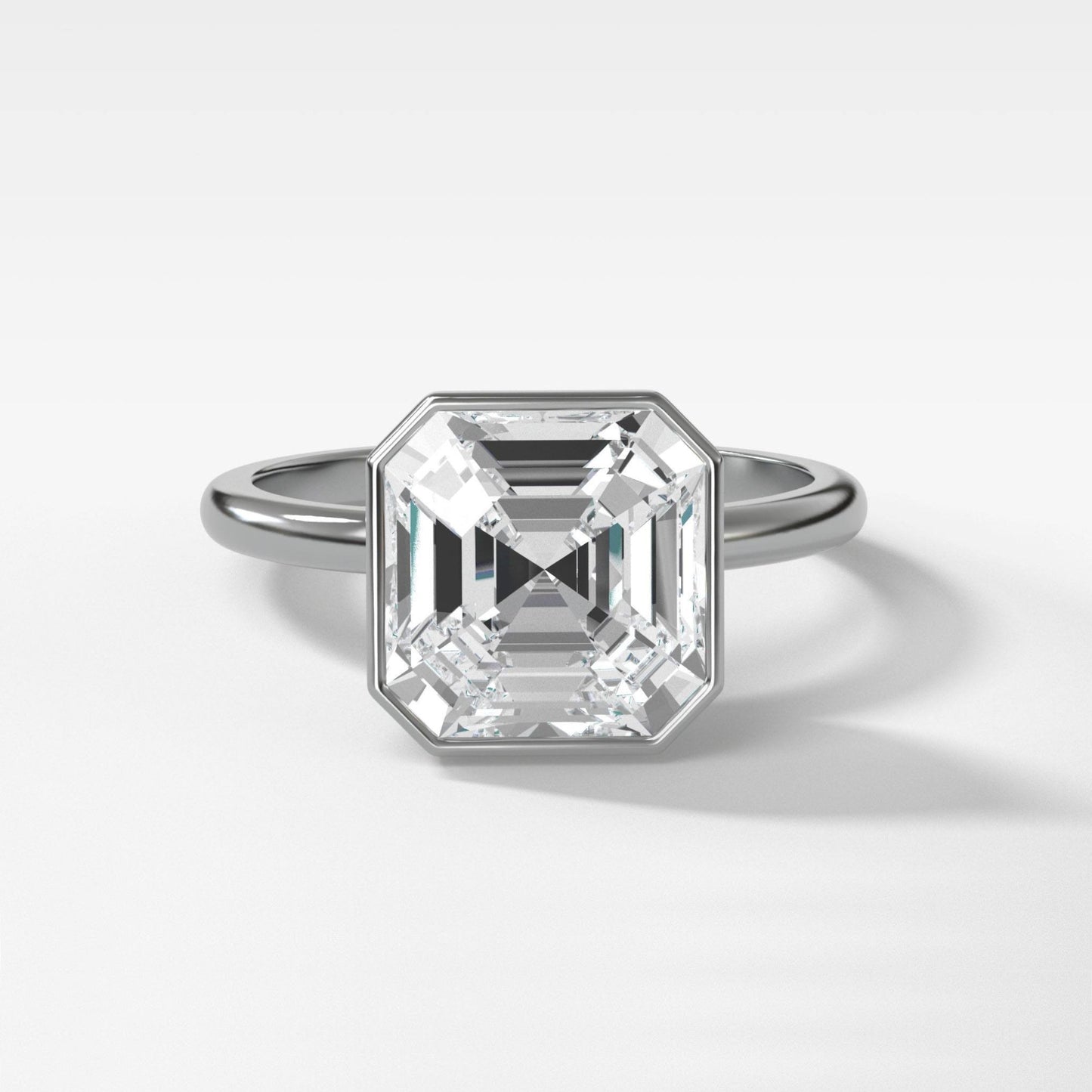 2 CT - 4 CT Asscher Cut Lab grown Diamond Solitaire Bezel Setting Engagement Ring