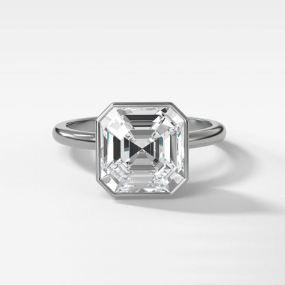 2 CT - 4 CT Asscher Cut Lab grown Diamond Solitaire Bezel Setting Engagement Ring