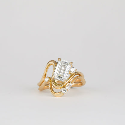 1.92 CT - 2.92 CT Emerald Cut Lab grown Diamond Side Stone Unique Engagement Ring