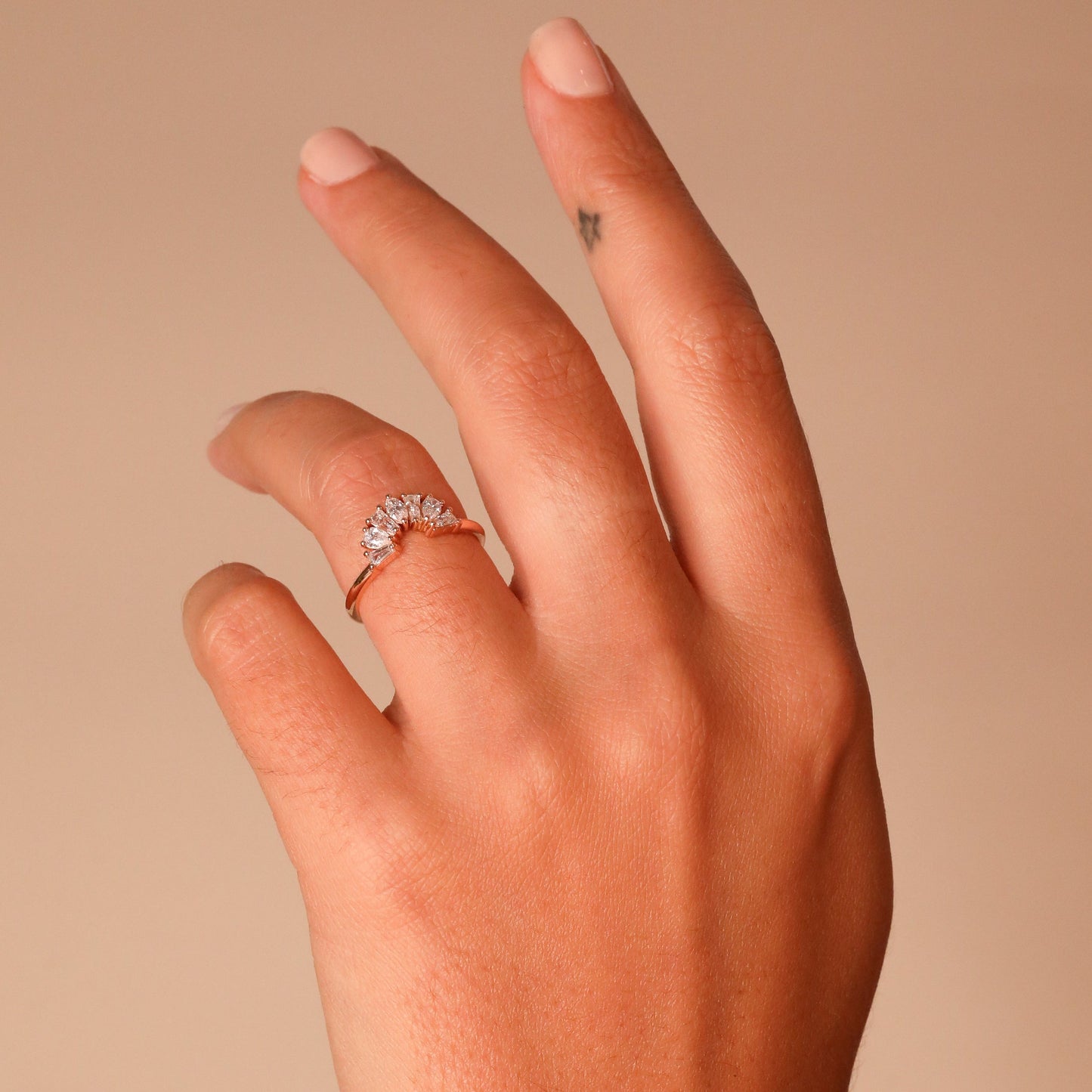 0.6 TCW Multi Shape CVD Diamond Fan Curved Wedding Band