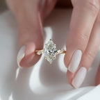 1.5 CT - 3 CT Marquise Cut Hidden Halo Cluster Moissanite Engagement Ring