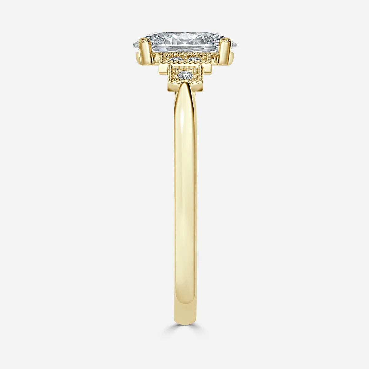 0.6 CT - 1.5 CT Oval Cut Milgrain Cluster Moissanite Engagement Ring