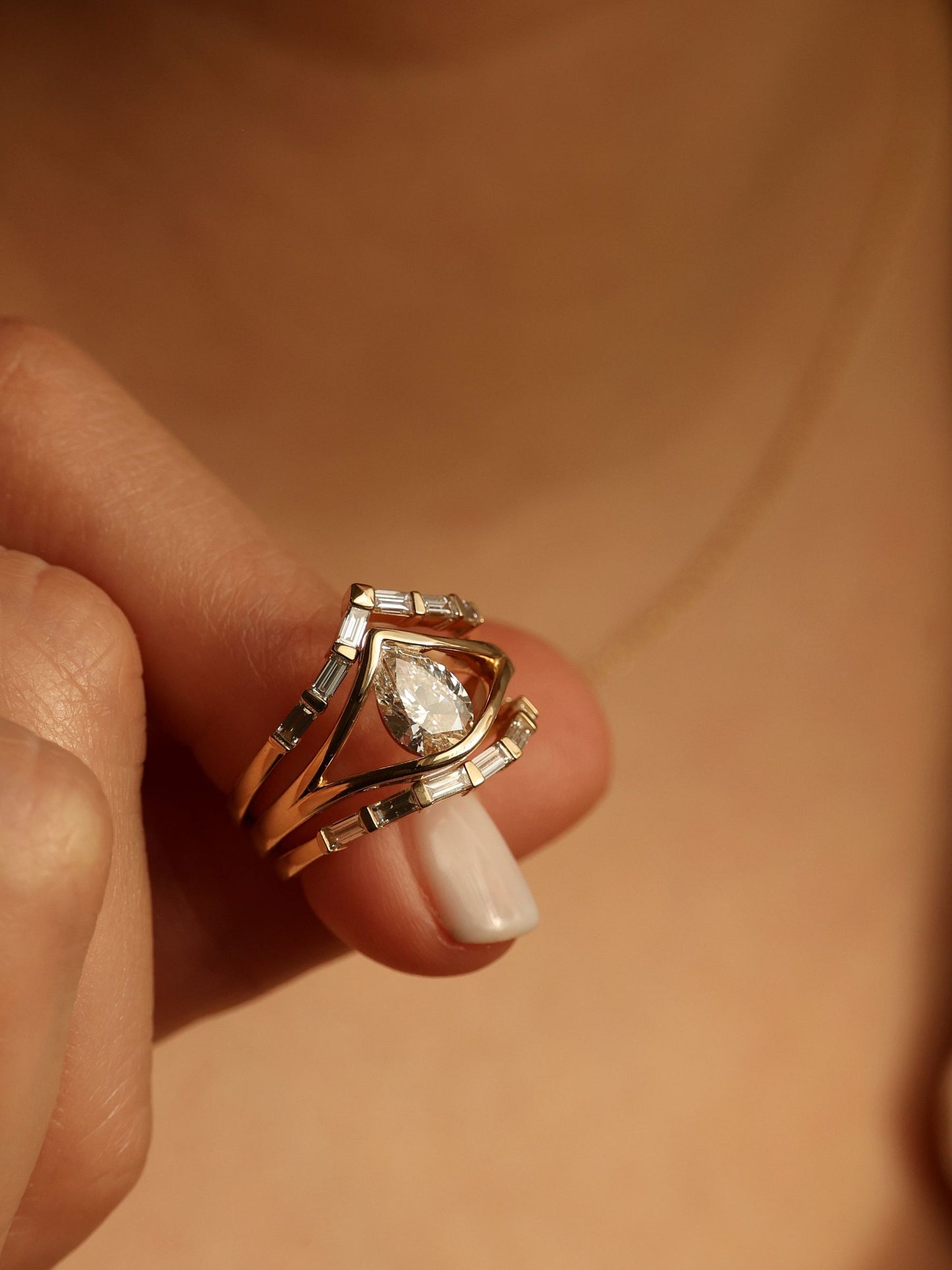 1 CT - 3 CT Pear Cut Lab grown Diamond Split Shank Solitaire Engagement Ring